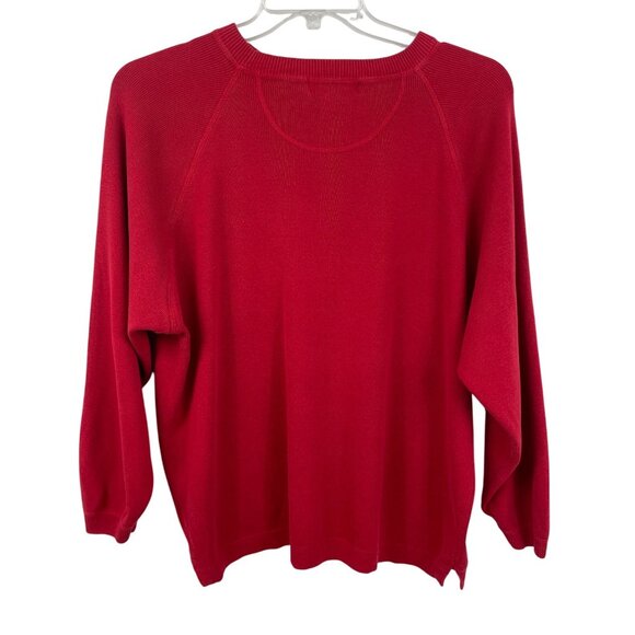 Eddie Bauer Red Cotton Long Sleeve Womens Sweater Size L - Picture 2 of 6